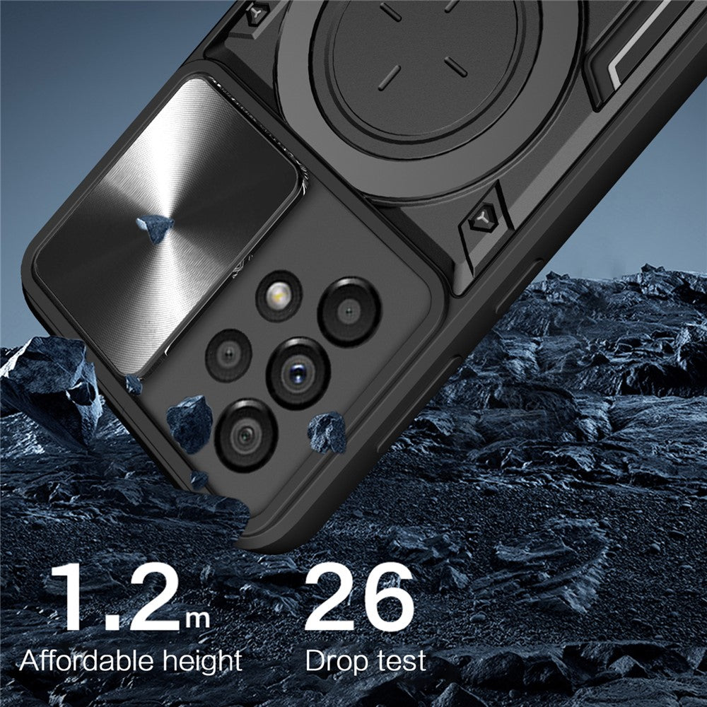 Shockproof Case for Samsung Galaxy A33 5G Kickstand Protective Case TPU PC Phone Shell with Slide Lens Lid