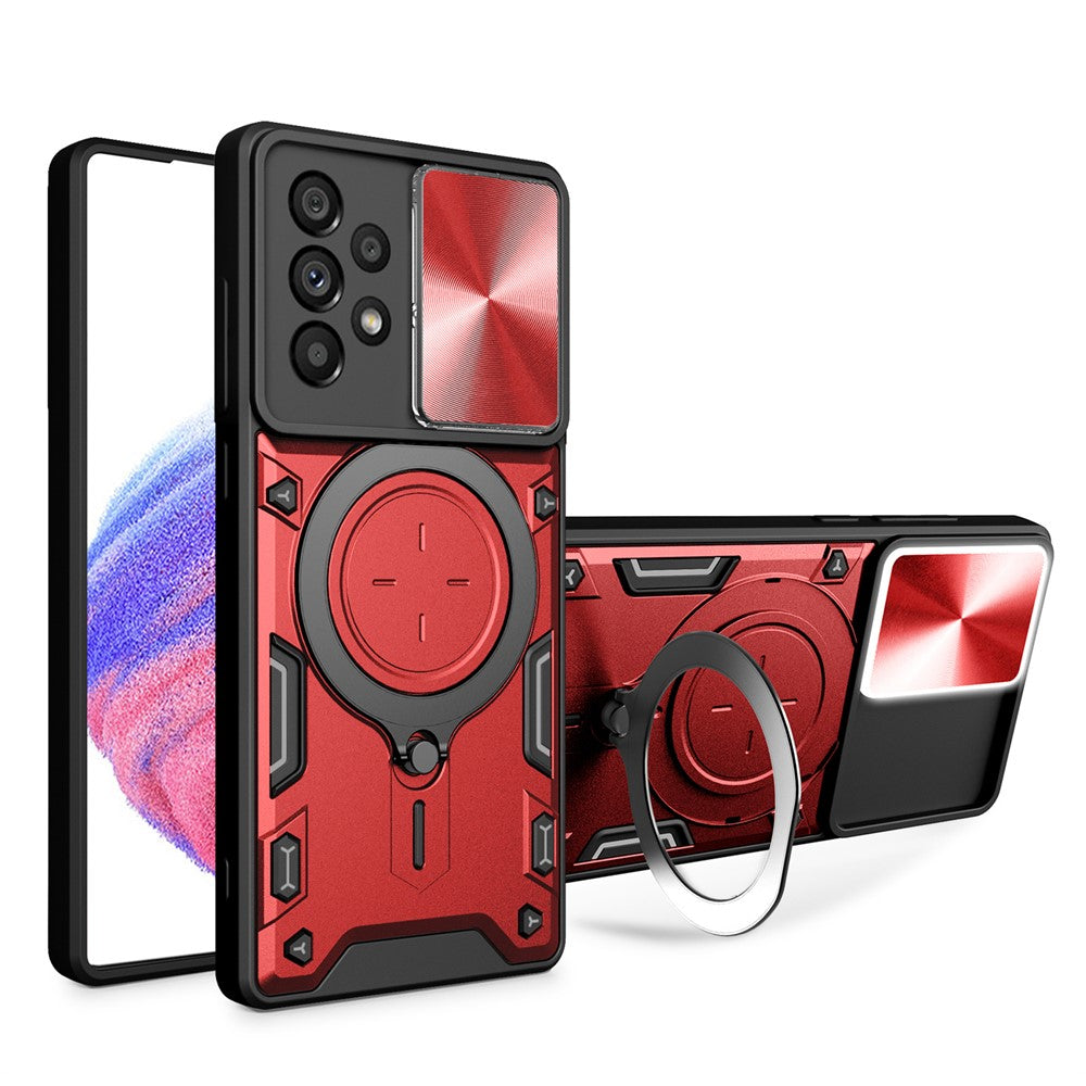 Shockproof Case for Samsung Galaxy A33 5G Kickstand Protective Case TPU PC Phone Shell with Slide Lens Lid