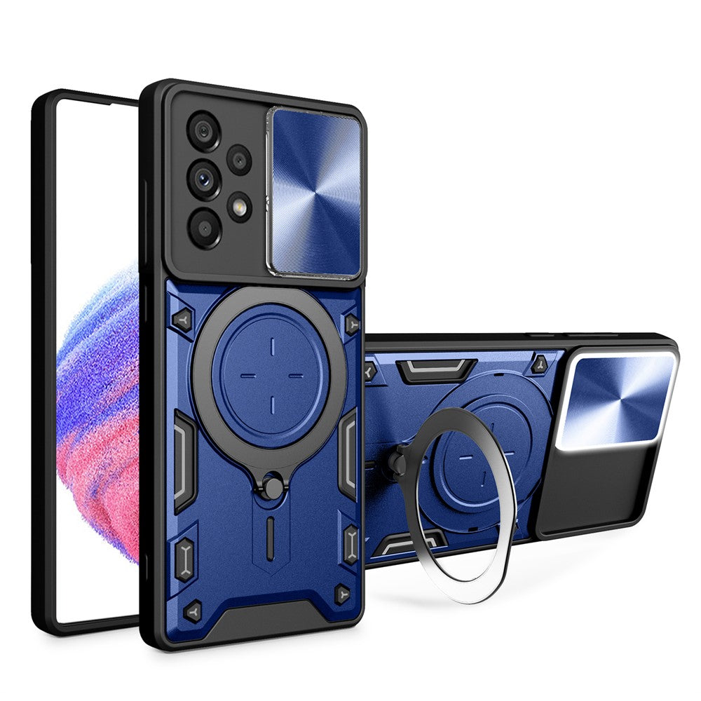 Shockproof Case for Samsung Galaxy A33 5G Kickstand Protective Case TPU PC Phone Shell with Slide Lens Lid