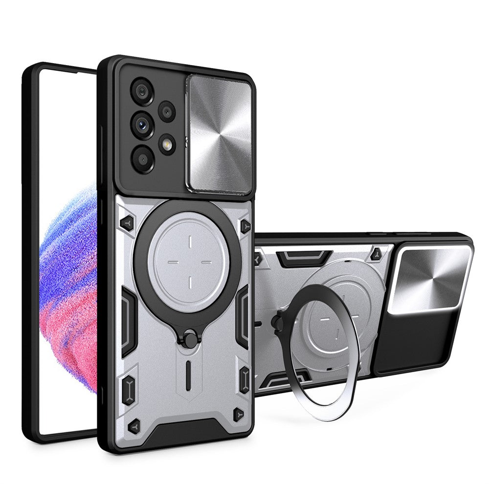 Shockproof Case for Samsung Galaxy A33 5G Kickstand Protective Case TPU PC Phone Shell with Slide Lens Lid