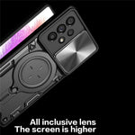 Shockproof Case for Samsung Galaxy A73 5G Anti-Drop Kickstand Cover TPU PC Phone Shell with Slide Lens Lid