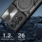 Shockproof Case for Samsung Galaxy A73 5G Anti-Drop Kickstand Cover TPU PC Phone Shell with Slide Lens Lid