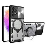 Shockproof Case for Samsung Galaxy A73 5G Anti-Drop Kickstand Cover TPU PC Phone Shell with Slide Lens Lid