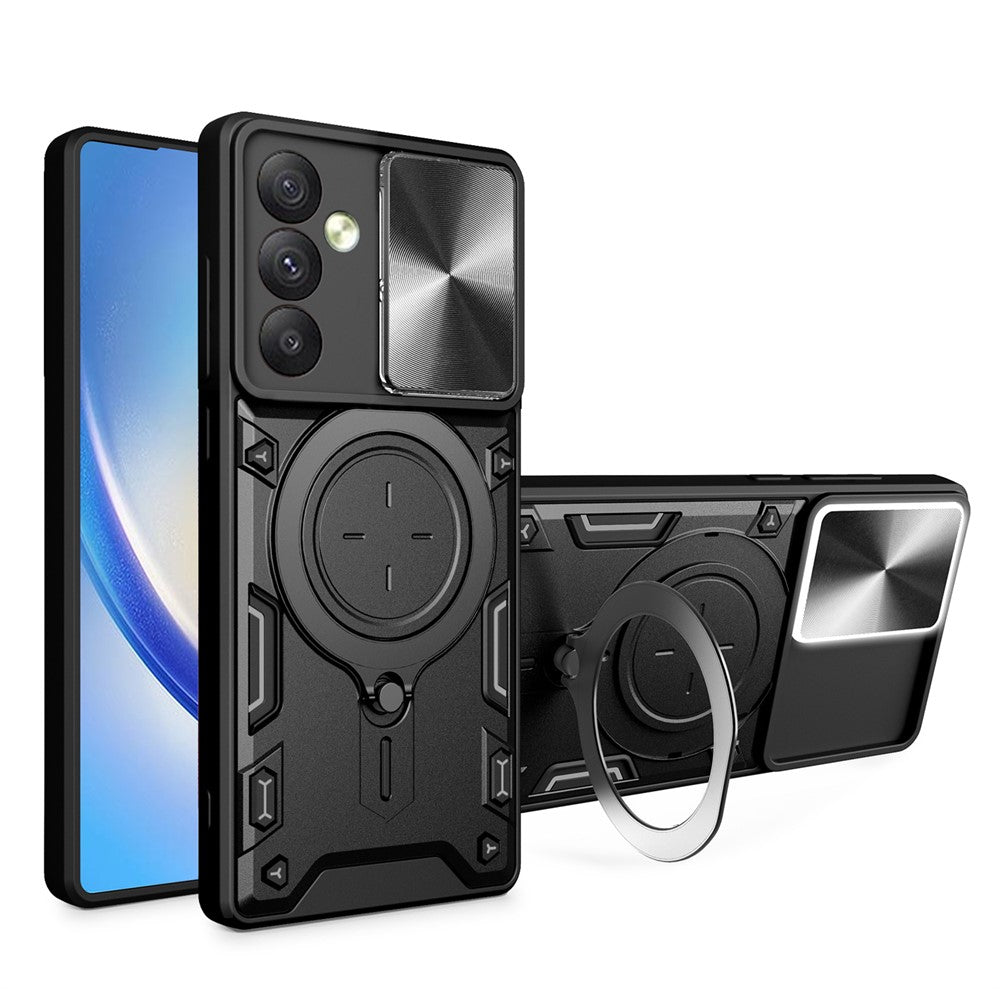Til Samsung Galaxy A54 5G cover med skydelåg til kameralinse, TPU+PC-materiale og støttefod