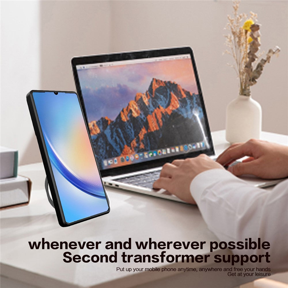 Til Samsung Galaxy A54 5G cover med skydelåg til kameralinse, TPU+PC-materiale og støttefod