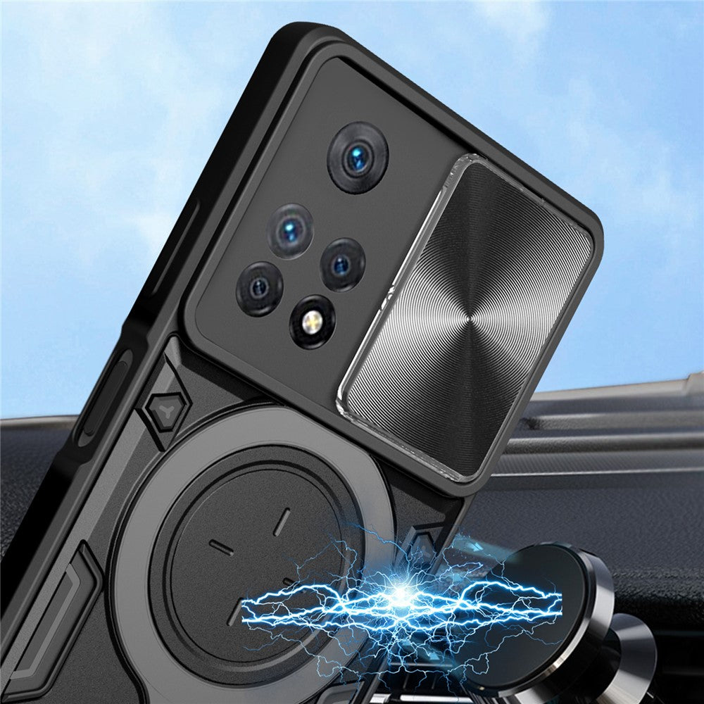 Phone Case for Xiaomi Redmi Note 11 Pro 4G (MediaTek) / Note 11 Pro 5G (Qualcomm) / Note 11E Pro 5G / Note 11 Pro+ 5G (India) , Slide Lens Protection TPU+PC Kickstand Cover