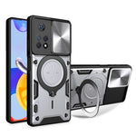 Phone Case for Xiaomi Redmi Note 11 Pro 4G (MediaTek) / Note 11 Pro 5G (Qualcomm) / Note 11E Pro 5G / Note 11 Pro+ 5G (India) , Slide Lens Protection TPU+PC Kickstand Cover