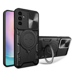 For Samsung Galaxy A24 4G (162.1 x 77.6 x 8.3mm) Rotating Kickstand Cover TPU+PC Phone Case with Slide Camera Lens Protector