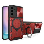 For Samsung Galaxy A24 4G (162.1 x 77.6 x 8.3mm) Rotating Kickstand Cover TPU+PC Phone Case with Slide Camera Lens Protector