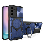 For Samsung Galaxy A24 4G (162.1 x 77.6 x 8.3mm) Rotating Kickstand Cover TPU+PC Phone Case with Slide Camera Lens Protector