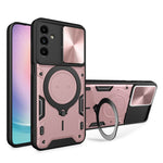 For Samsung Galaxy A24 4G (162.1 x 77.6 x 8.3mm) Rotating Kickstand Cover TPU+PC Phone Case with Slide Camera Lens Protector