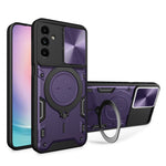 For Samsung Galaxy A24 4G (162.1 x 77.6 x 8.3mm) Rotating Kickstand Cover TPU+PC Phone Case with Slide Camera Lens Protector