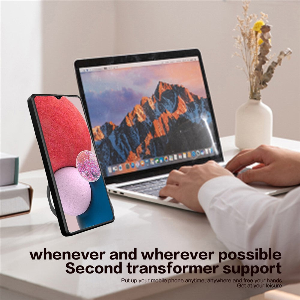 Kickstand cover til Samsung Galaxy A13 4G med skydelinsedæksel TPU+PC bagcover