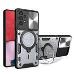 Kickstand cover til Samsung Galaxy A13 4G med skydelinsedæksel TPU+PC bagcover