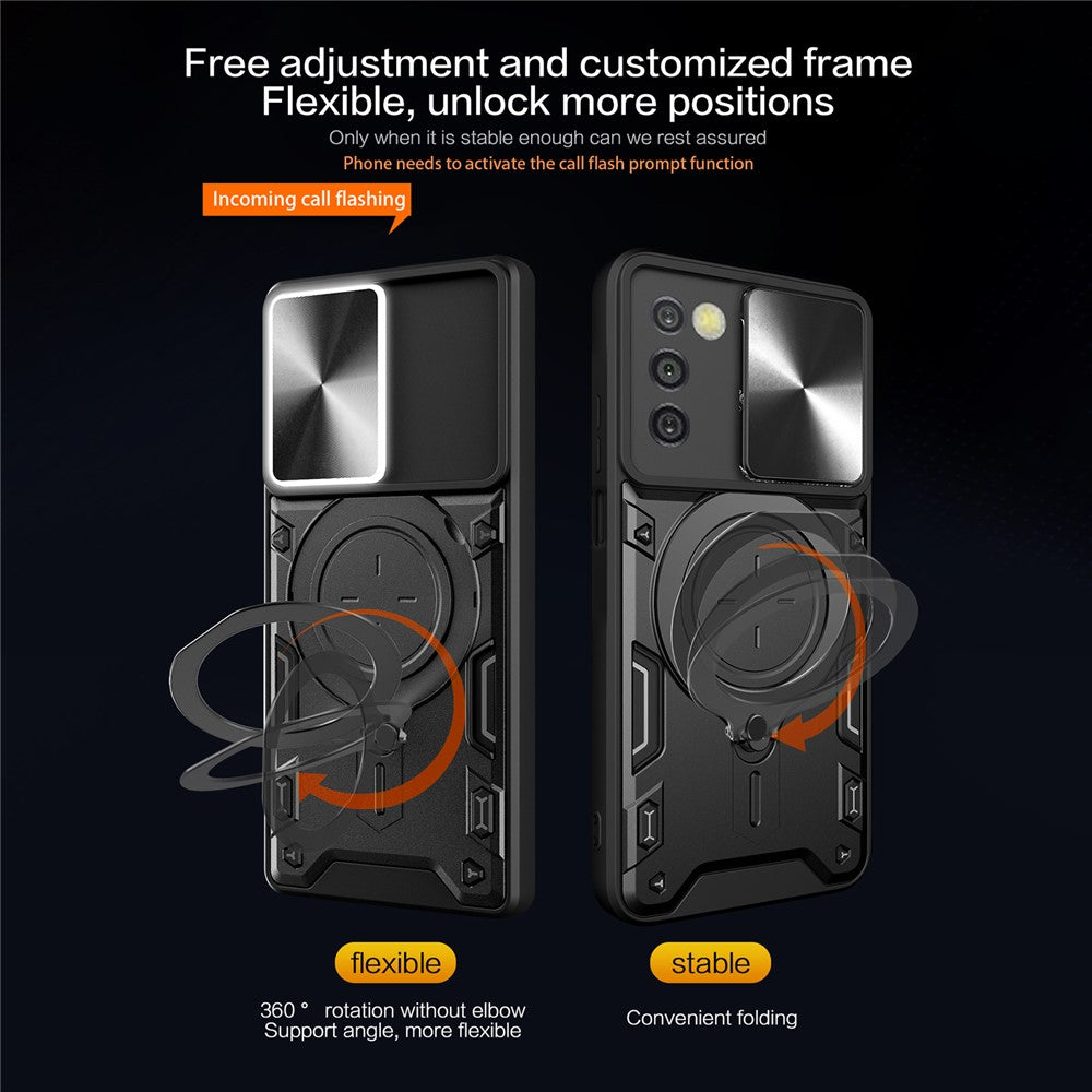 Telefoncover til Samsung Galaxy A03s (164,2 x 75,9 x 9,1 mm) Kickstand TPU+PC Cover med skydelåg til kamera