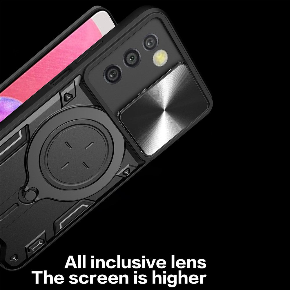 Telefoncover til Samsung Galaxy A03s (164,2 x 75,9 x 9,1 mm) Kickstand TPU+PC Cover med skydelåg til kamera