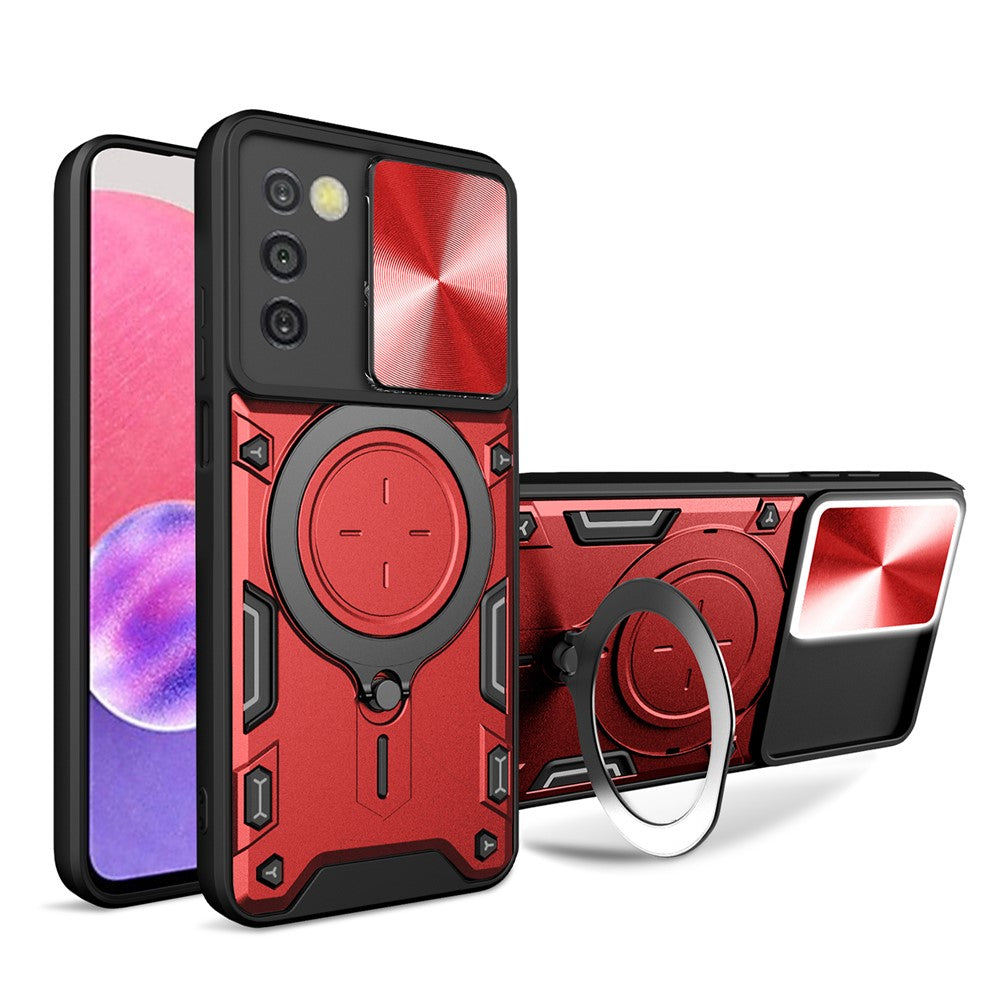 Telefoncover til Samsung Galaxy A03s (164,2 x 75,9 x 9,1 mm) Kickstand TPU+PC Cover med skydelåg til kamera