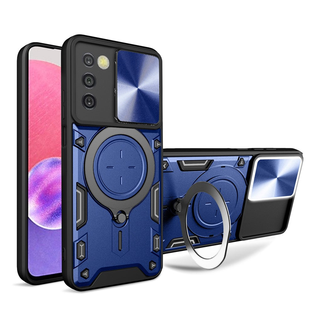 Telefoncover til Samsung Galaxy A03s (164,2 x 75,9 x 9,1 mm) Kickstand TPU+PC Cover med skydelåg til kamera