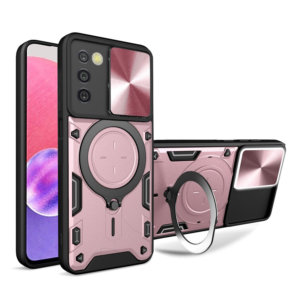 Telefoncover til Samsung Galaxy A03s (164,2 x 75,9 x 9,1 mm) Kickstand TPU+PC Cover med skydelåg til kamera