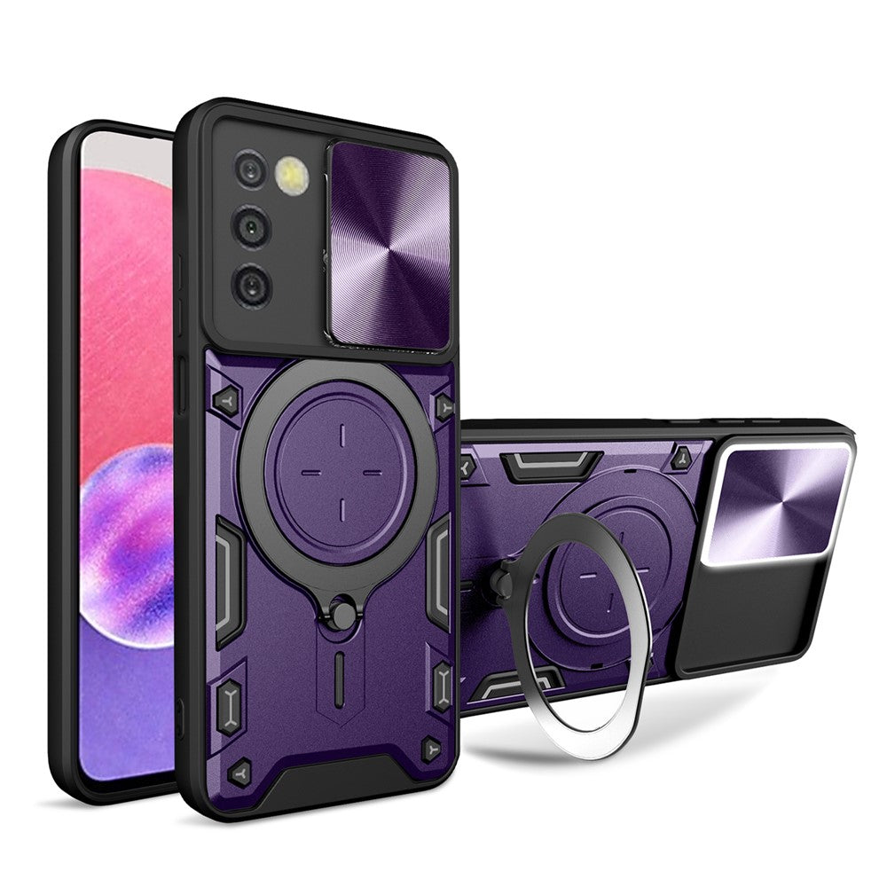 Telefoncover til Samsung Galaxy A03s (164,2 x 75,9 x 9,1 mm) Kickstand TPU+PC Cover med skydelåg til kamera