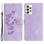 Til Samsung Galaxy A23 5G (Global Version) / A23 4G Blomsterpræget Telefoncover Læderpung Stativ Etui