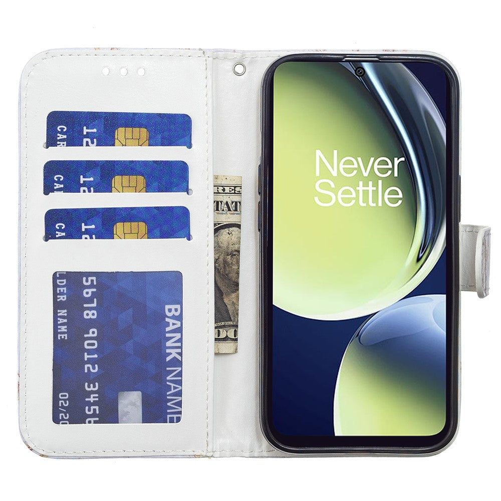 OnePlus Nord CE 3 Lite 5G / Nord N30 5G Mönstertryck PU-lädermobilskal Stativ Plånbok Flip Skyddande Fodral