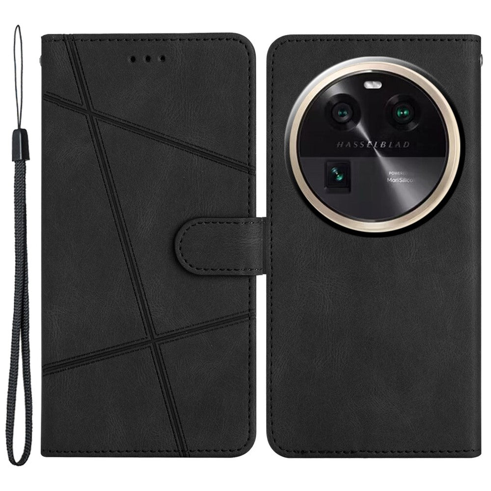 For Oppo Find X6 Wallet Leather Phone Case Crazy Horse Texture Imprinted Lines Stand Cover