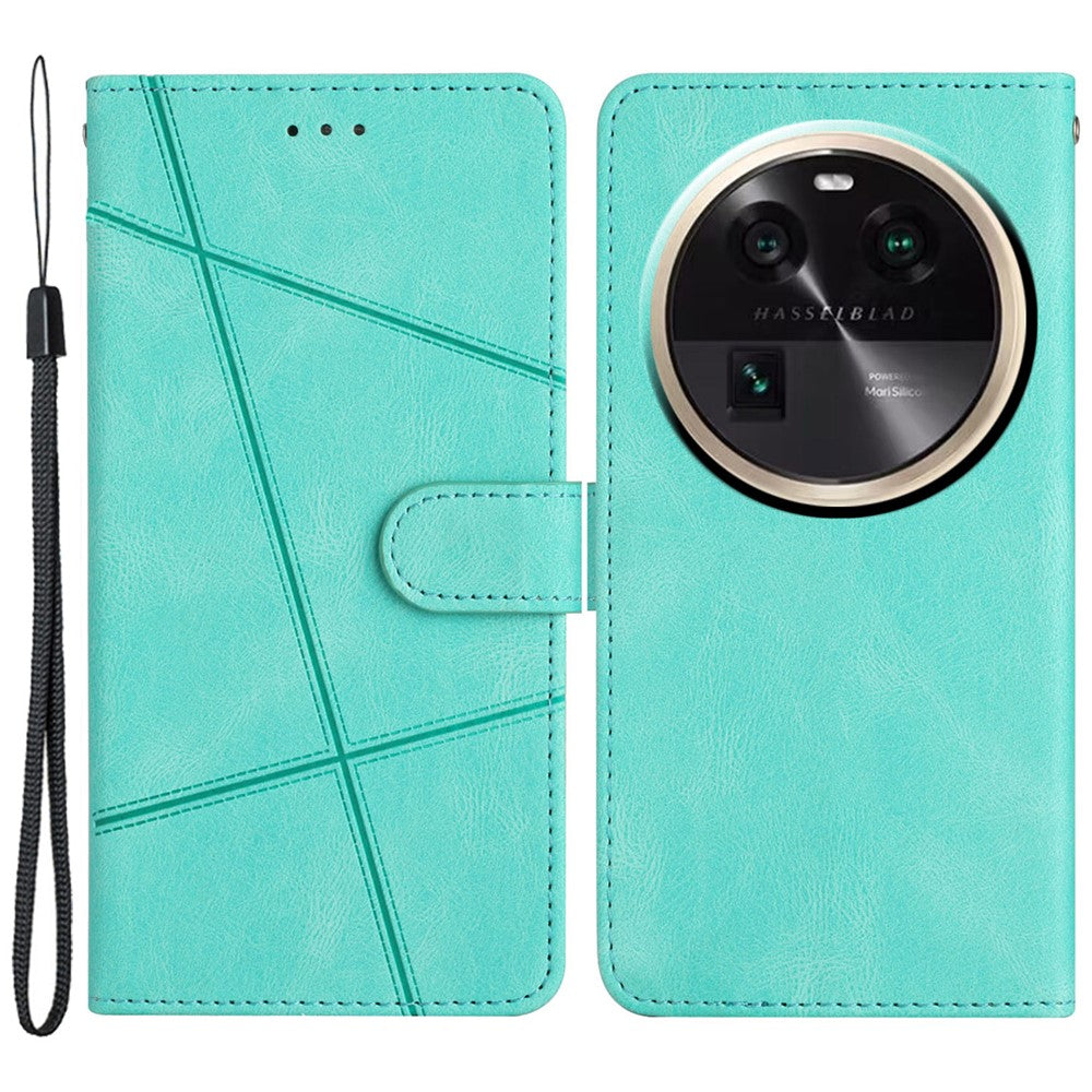 For Oppo Find X6 Wallet Leather Phone Case Crazy Horse Texture Imprinted Lines Stand Cover