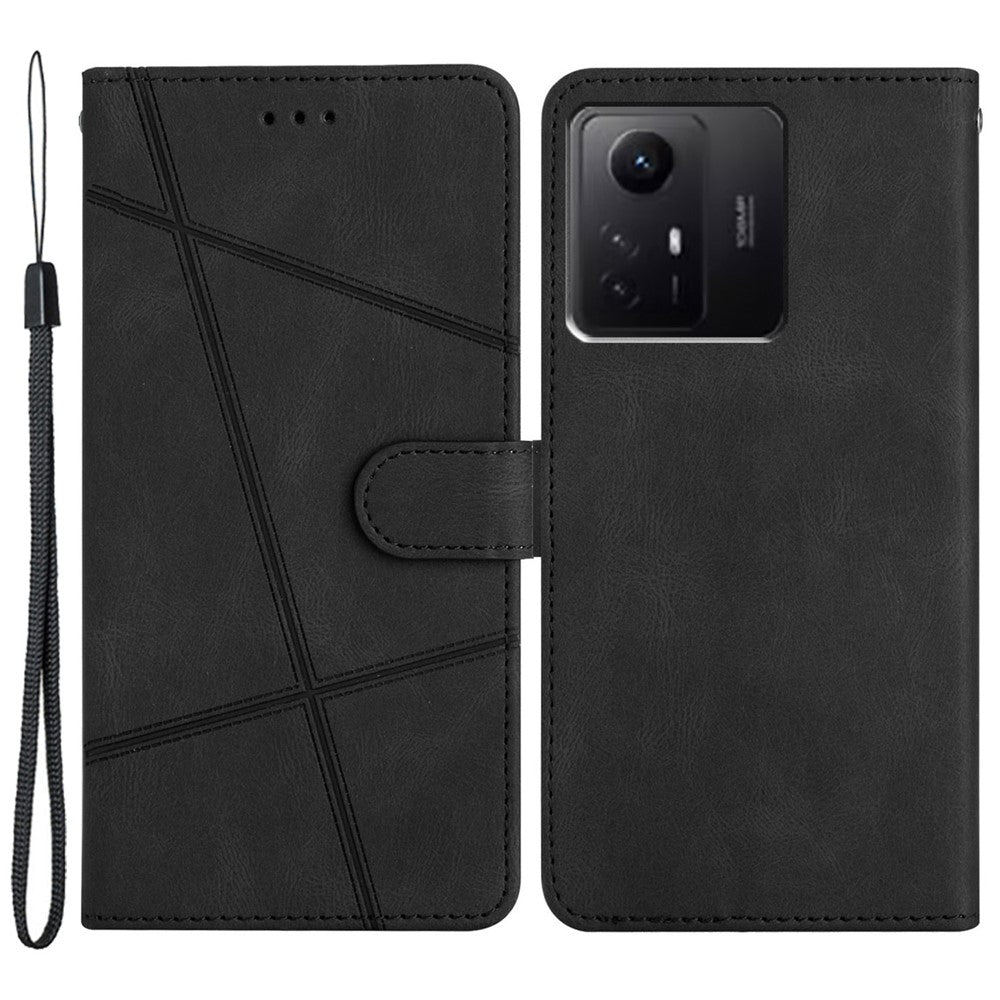 Wallet Leather Phone Case for Xiaomi Redmi Note 12S 4G Crazy Horse Texture Imprinted Lines Stand Cover