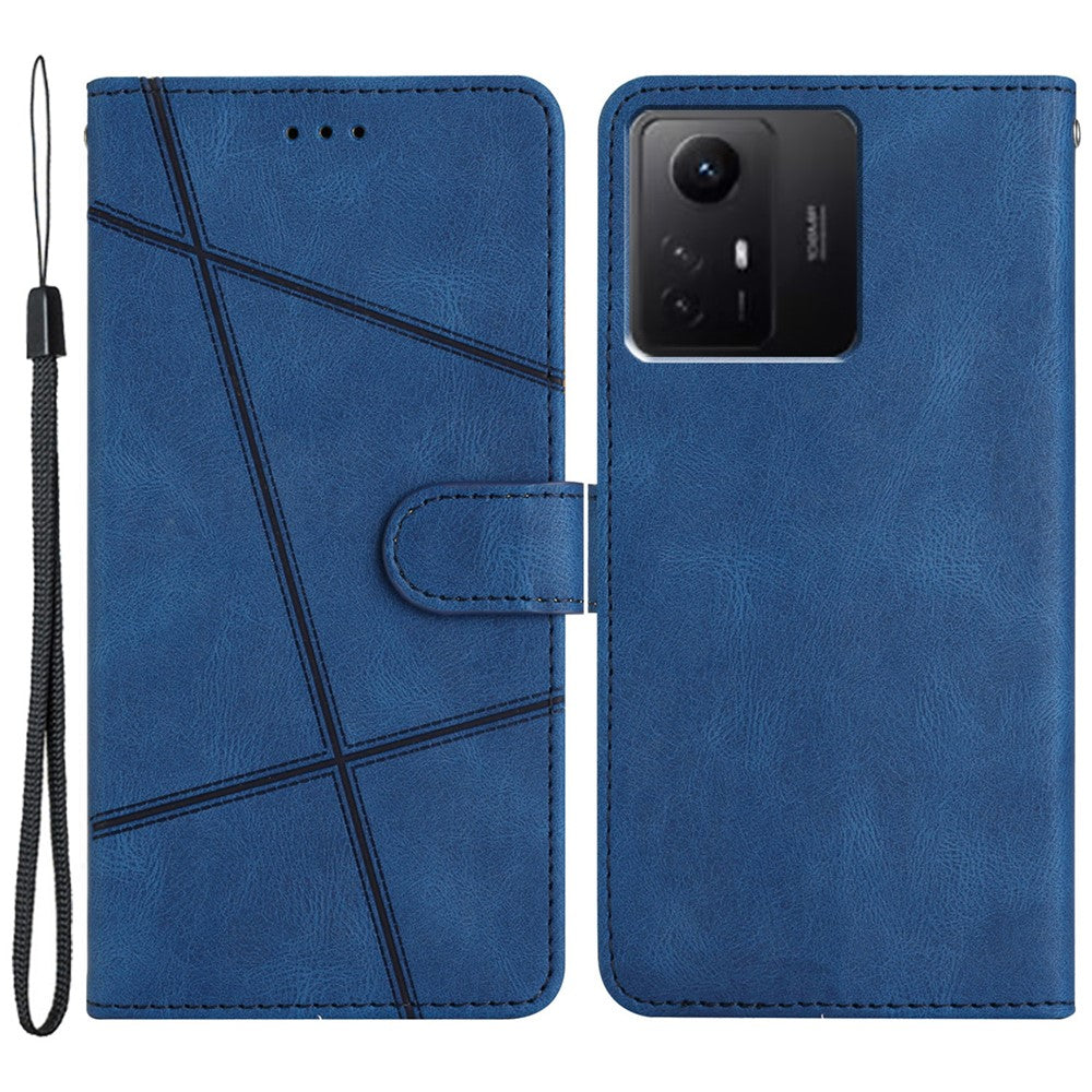 Wallet Leather Phone Case for Xiaomi Redmi Note 12S 4G Crazy Horse Texture Imprinted Lines Stand Cover