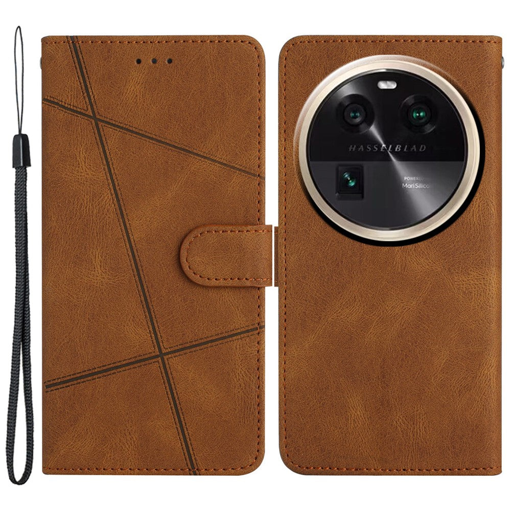 Stand Cover for Oppo Find X6 Pro Anti-drop Wallet Leather Phone Case Crazy Horse Texture Imprinted Lines Shell