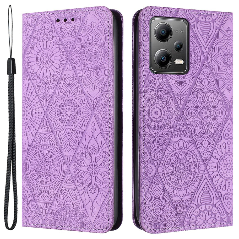 Leather Case for Xiaomi Poco X5 5G / Redmi Note 12 5G (China) / (India) / (Global) Magnetic Adsorption Imprinted Wallet Stand Phone Cover