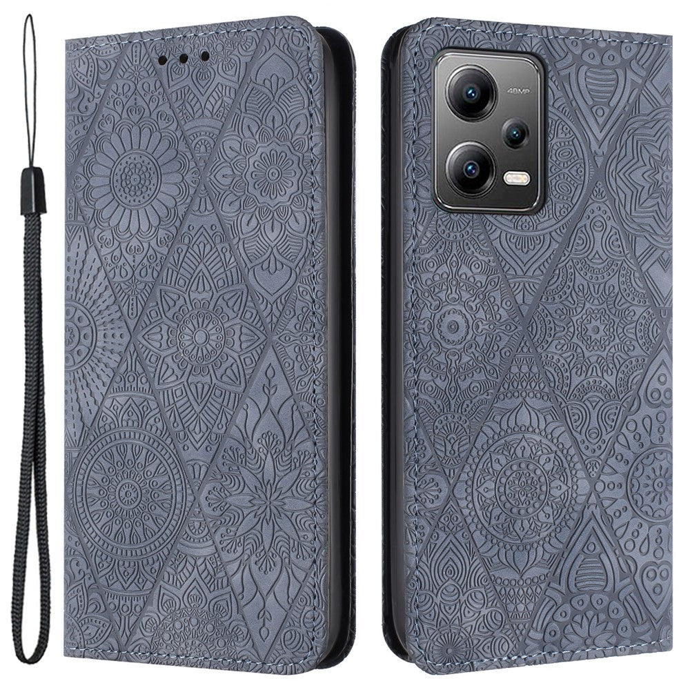 Læderetui til Xiaomi Poco X5 5G / Redmi Note 12 5G (Kina) / (Indien) / (Global) med magnetisk adsorption, trykt motiv og pung