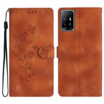 For Oppo A94 5G Wallet Stand Phone Case Imprinted Flower Shockproof PU Leather Cell Phone Cover