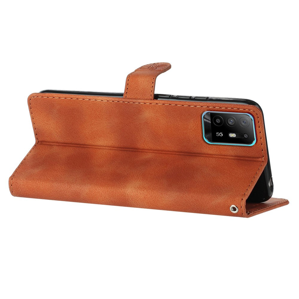 For Oppo A94 5G Wallet Stand Phone Case Imprinted Flower Shockproof PU Leather Cell Phone Cover