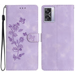 For Oppo A57 4G / A57 (2022) 5G / A77 5G Imprint Flower Cover Leather Wallet Stand Shockproof Cell Phone Case