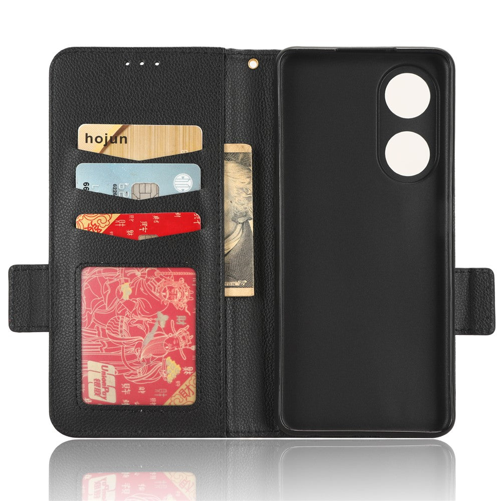 Phone Leather Case for Oppo A98 5G / F23 5G / A1 5G , Litchi Texture Wallet Stand Cell Phone Cover