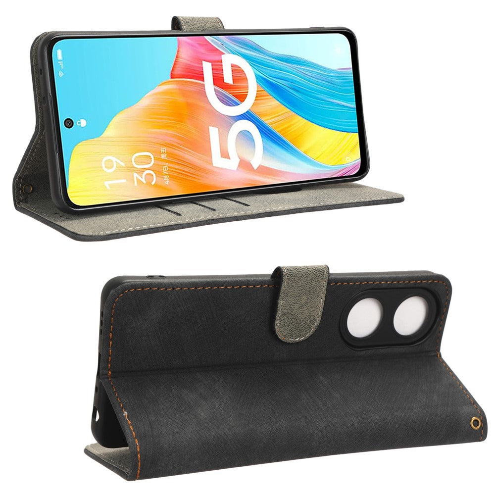 For Oppo A98 5G / F23 5G / A1 5G PU Leather Stand Case RFID Blocking Phone Wallet Cover with Strap