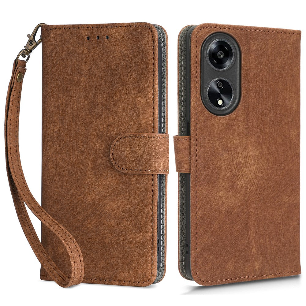 For Oppo A98 5G / F23 5G / A1 5G PU Leather Stand Case RFID Blocking Phone Wallet Cover with Strap