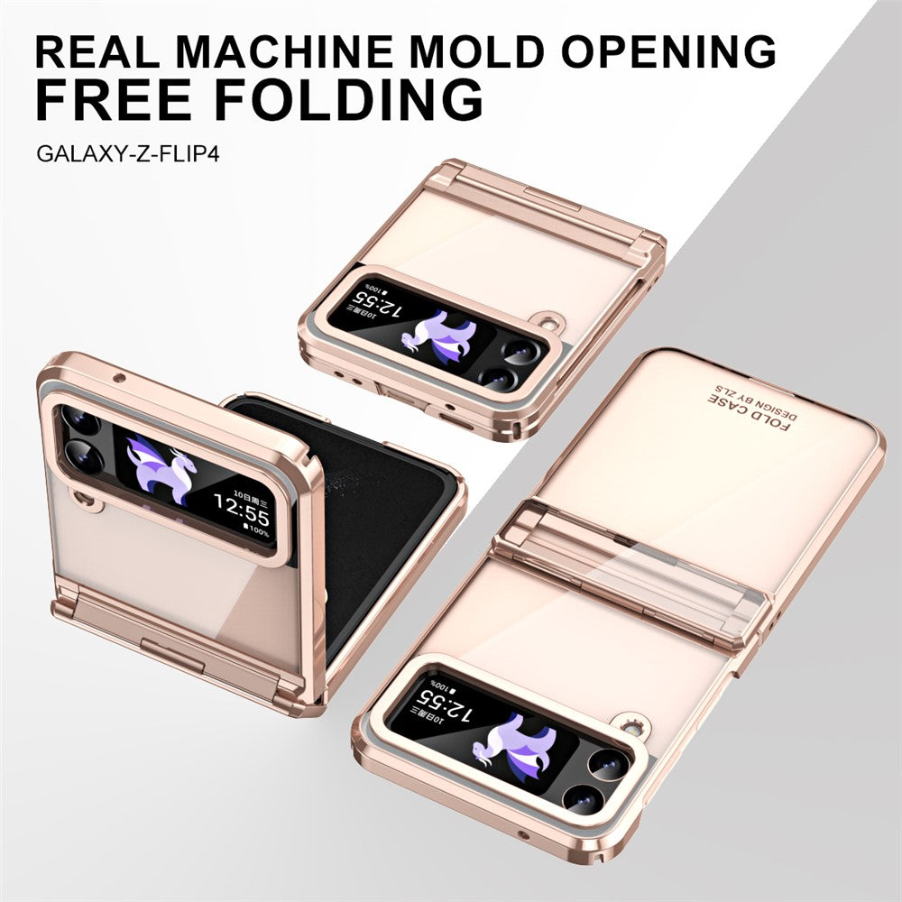For Samsung Galaxy Z Flip4 5G Hard PC Electroplating Case Hinge Protection Shockproof Phone Cover