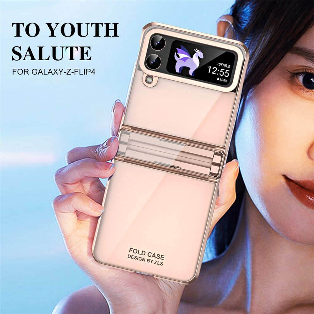 For Samsung Galaxy Z Flip4 5G Hard PC Electroplating Case Hinge Protection Shockproof Phone Cover