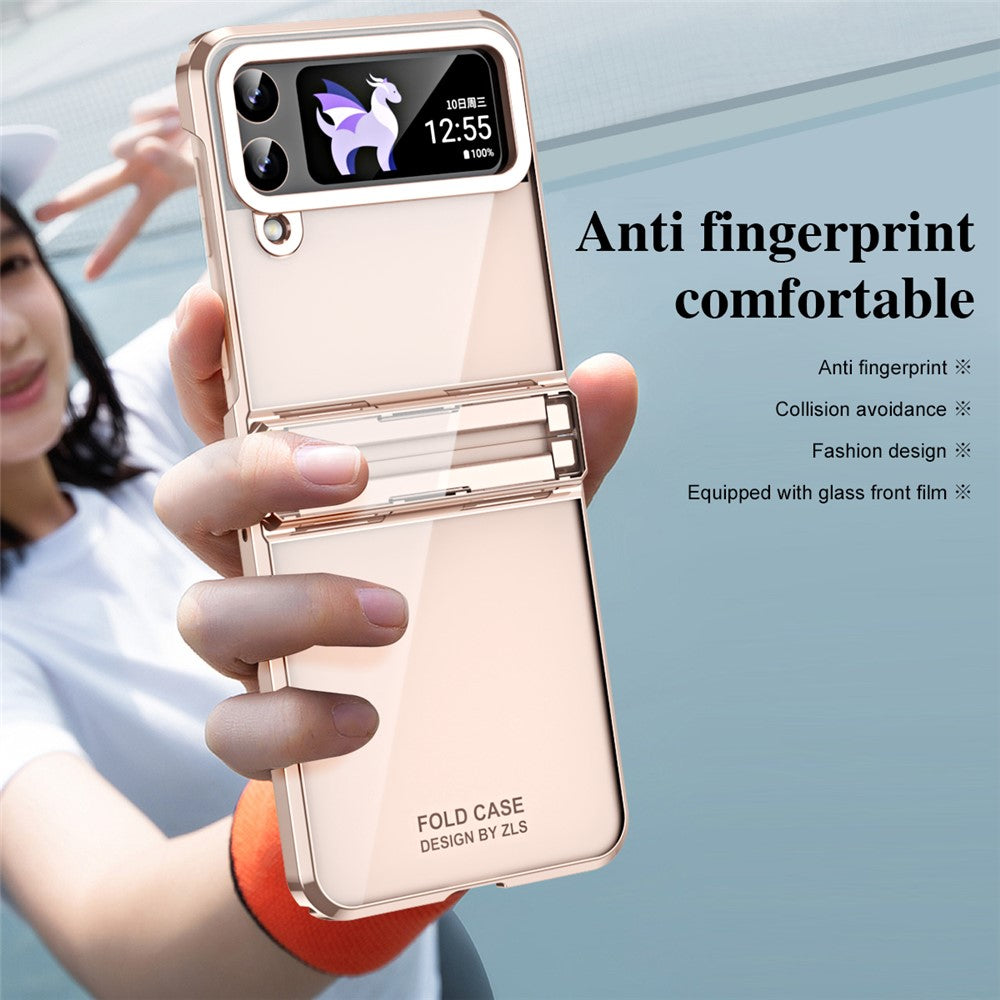 For Samsung Galaxy Z Flip4 5G Hard PC Electroplating Case Hinge Protection Shockproof Phone Cover