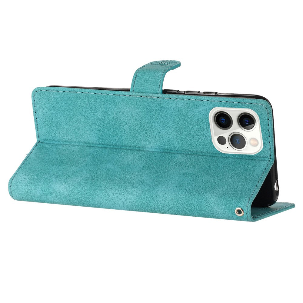 For iPhone 12 / 12 Pro 6.1 inch Flower Imprint Shockproof Cover Leather Wallet Stand Cell Phone Case