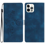 For iPhone 12 / 12 Pro 6.1 inch Flower Imprint Shockproof Cover Leather Wallet Stand Cell Phone Case