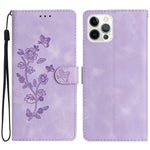 For iPhone 12 / 12 Pro 6.1 inch Flower Imprint Shockproof Cover Leather Wallet Stand Cell Phone Case