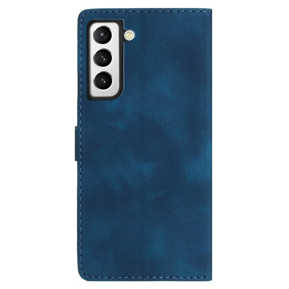 Til Samsung Galaxy S21 4G / 5G Blomstermønster PU Læder Etui Pung Stativ Beskyttende Telefoncover