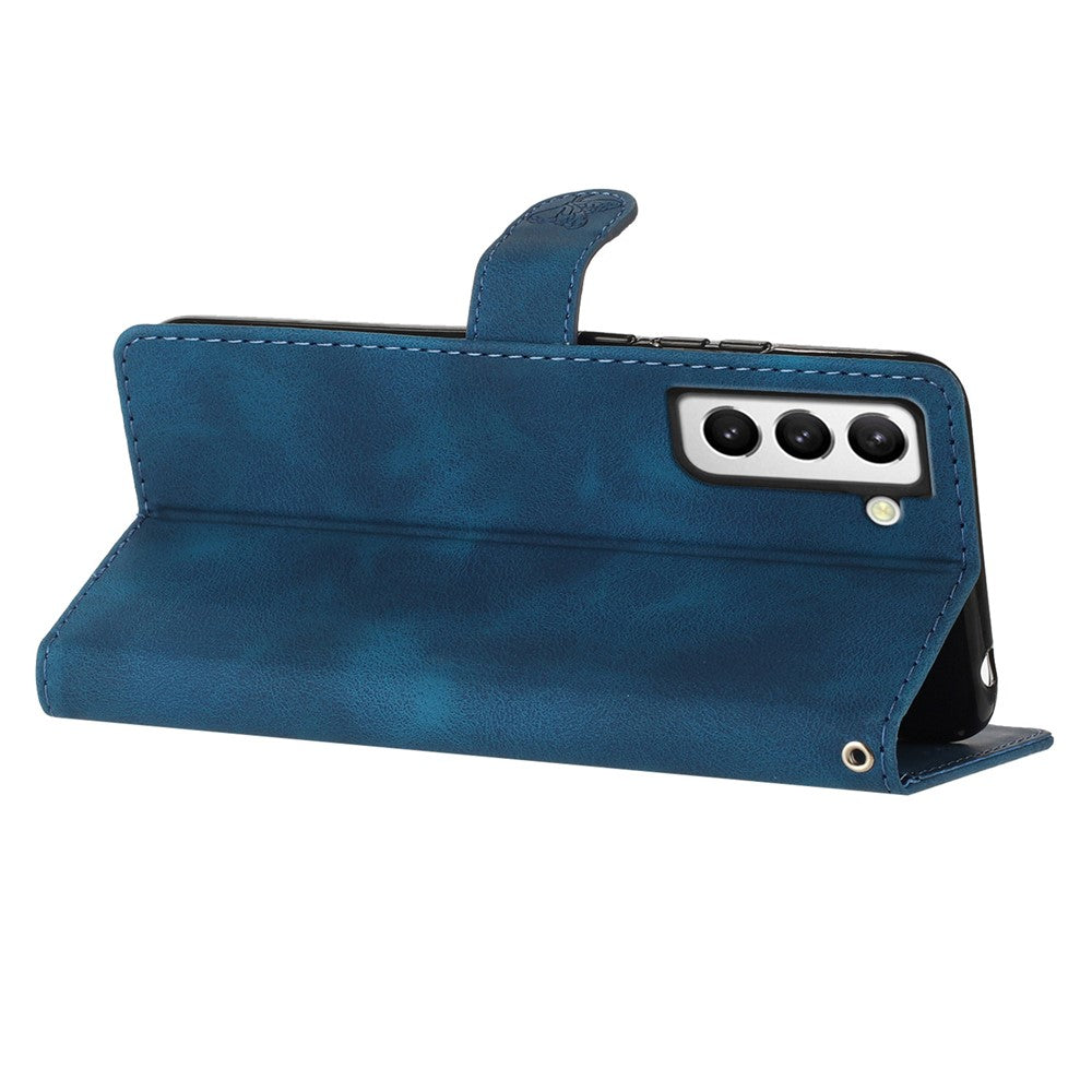 Til Samsung Galaxy S21 4G / 5G Blomstermønster PU Læder Etui Pung Stativ Beskyttende Telefoncover