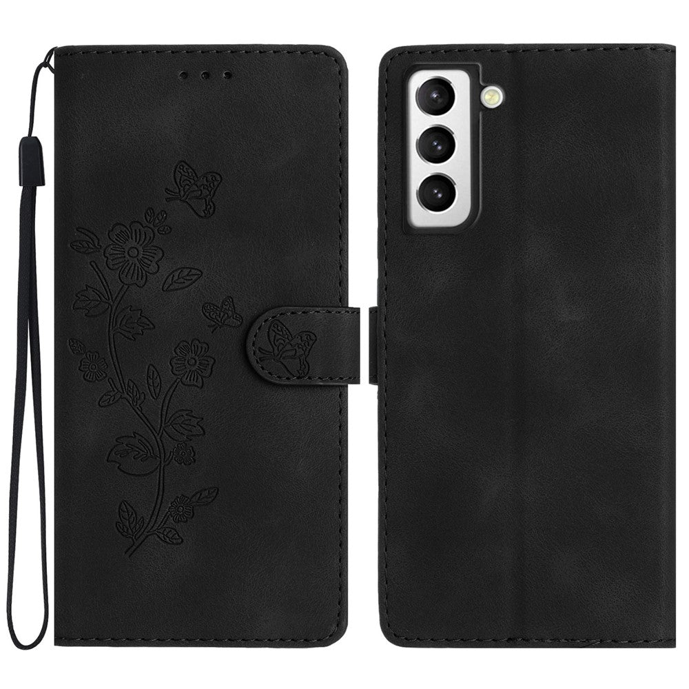 Samsung Galaxy S21 4G / 5G Blommigt PU-läderfodral Plånboksfodral Skyddande mobilfodral