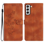 Samsung Galaxy S21 4G / 5G Blommigt PU-läderfodral Plånboksfodral Skyddande mobilfodral