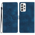 For Samsung Galaxy A32 4G (EU Version) Leather Phone Cover Flower Imprint Stand Case with Wallet